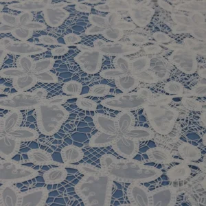 Soft Skin friendly Lace Fabric Yarn Dyed Striped Design with 3D Embroidery Breathable Dress Material