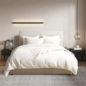 Soft Smooth 300 Thread Count 100% Cotton Simple Duvet Cover Set Eco friendly Breathable Hotel Bedding with Solid Pattern