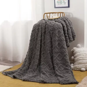 Soft Solid Color Skin-Friendly Jacquard Polyester Blanket Cozy Warm Throw for Home Daily Use Couch Snuggling