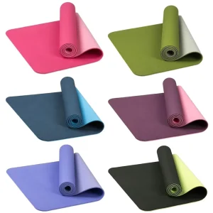 Soft TPE Double Color Yoga Mat Non Slip Lightweight Exercise Mat for Beginner Club Home Yoga Workout Use