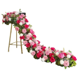 Soft Table Runner with White Red Flower Runner Decor for Events Weddings Valentines Day Graduations Christmas Customized