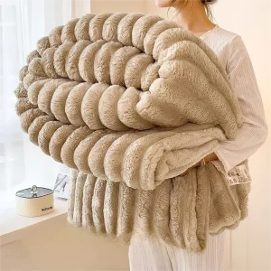 Soft Thick Large Rabbit Fur Plush Throw Brown Big Luxury Faux Fur Throw Blanket