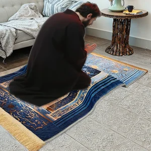 Soft Thick Muslim Prayer Mat Turkish Islamic Carpet Portable Travel Rug Persian Design Gift Set