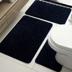 Soft Tortoiseshell Velvet Bathroom Mat Set With Thickened Sponge Core for Non Slip Floor Coverage and Cozy Home Decor Design