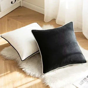 Soft Velvet Cushion Cover with Piping Custom Home Decorative Throw Pillow Cover Luxury Pillows & Cushions Case
