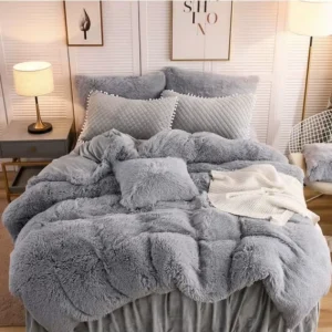 Soft Velvet Duvet Cover Sets Shaggy Plush Eco Friendly 400TC Modern Home Luxury 4 Piece Set of 4 Pcs All Season Bedding