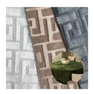 Soft Velvet Velour Polyester Upholstery Fabric Lightweight Knitted Warp Coated Pattern