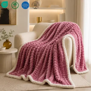 Soft Warm Blankets for Winter Home Decor Fluffy Striped Plush Coral Flannel Fleece Throw Blanket