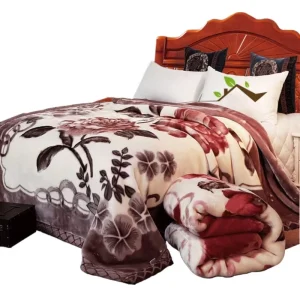Soft Warm Floral Print Raschel Blanket Double Thick Mink Coral Single Bed Woven 100% Polyester Blanket
