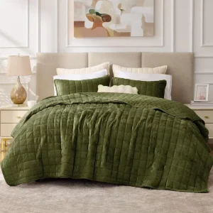 Soft Warm Velvet Quilt Set Queen Size Luxury Velvet Comforter Bedding Set 3 Pieces