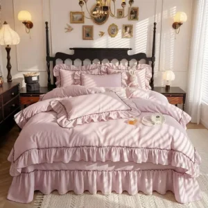 Soft Washed Cotton Bed Cover 4 piece Set Luxury Duvet Cover Set Suitable for Home Use