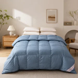 Soft White Duck Down Duvet Smooth Cotton Downproof Shell Balanced Warmth Box Stitch With Corner Tabs OEM Custom