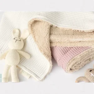 Soft Winter Cotton Kids’ Waffle Blanket Versatile Fluffy Fur Throw for Bed Stroller Crib Warm Toddler Blanket Quilt