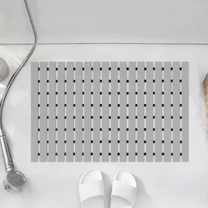 Soft and Eco Friendly Modern Solid Pattern TPE Non Slip Waterproof Bathtub Mat with Suction Cups and Drain Holes Easy DIY Cut