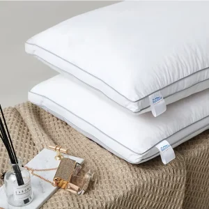 Soft and Heathy Microfibre Pillow Inner with Silver Satin Piping 2..5cm Side Height Bed Pillow