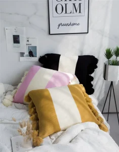 Soft and Warm 100% Cotton Chunky Knitted Throw Pillow Case for Sleeping Sofa and Home Bedding Travelling