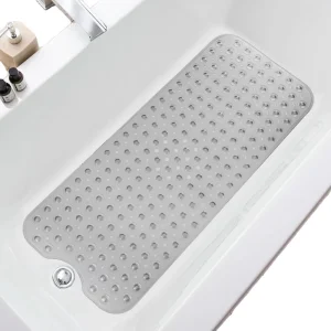Soft on Feet Bathtub Shower Mat Non Slip Bath Mats for Tub Floor With Drain Hole and Suction Cups