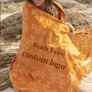 Softextiles Heavyweight 600GSM Cotton Beach Towel Water absorbing and Thickening Jacquard Bath Towels Custom logo