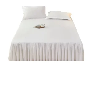 Solid 100% Polyester Fibre 40 Count 200TC Lace Bed Skirt Plain Dyed Bedding Set 2 Pillowcases Bedspread Hotel Home Use