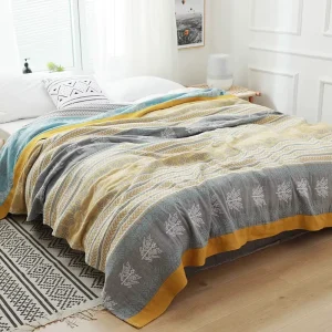 Solid 4 Layer 100% Cotton Gauze Towel Blanket Soft Breathable Summer Air Conditioning Throw Quilt for Single Double Bed