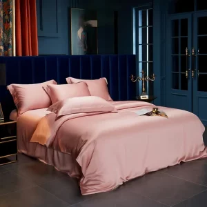 Solid 60S Silk Soft 4-Pieces Bed Sheet Duvet Cover Wedding Home Hotel King Size Luxury Bedding Set