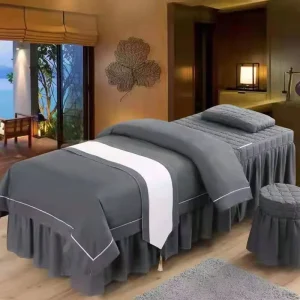 Solid Beauty Salon Bedding Sets 4 Pieces Set, Simple Massage Parlor SPA Decoration Bed Cover Beauty Bedspread