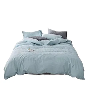 Solid Bedding Set Cotton Pillow case Fitted Sheet