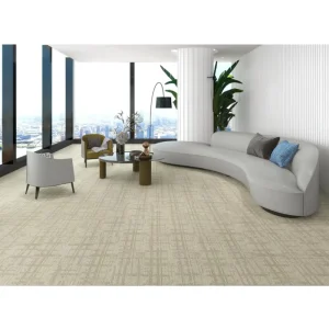 Solid Beige Nylon Carpet Tiles Plain Low Pile Stain Resistant for Hotel Guest Rooms and Executive Offices