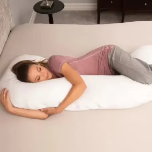Solid C Shaped Soft Cotton Large Full Body Pillow with Pillowcase for Pregnant Women Maternity Pillows