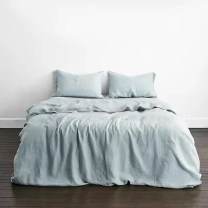 Solid Color 100% Linen 4pcs Bedding Set Duvet Cover Fitted Sheet and Pillowcases