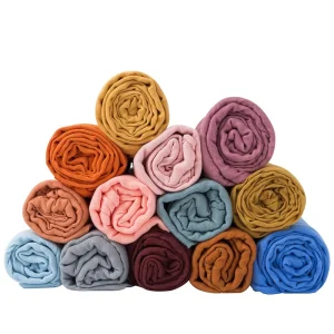Solid Color 100% Organic Bamboo Cotton Baby Muslin Swaddle Wrap 2 Layer Swaddle Blanket