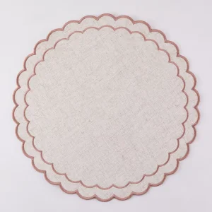 Solid Color 100% Polyester Fused Scallop Place Mats Traditional Classic Design