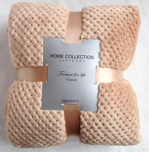 Solid Color 100% Polyester Raschel Blanket Cross Ribbon Packing Popcorn Knitted Technique