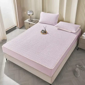 Solid Color 3pcs Bed Fitted Sheet Set Waterproof Polyester Mattress Protector Quilted Thickened Pillowcase for Bed