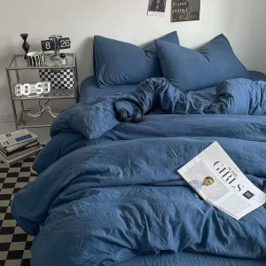 Solid Color 4 Piece Duvet Cover Set Luxury Home Textile Brushed Soft Breathable