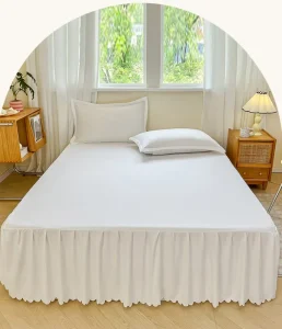 Solid Color Bed Skirt Anti Slip Mattress Protector Skin Friendly Brushed Fabric Bed Cover with Ruffle