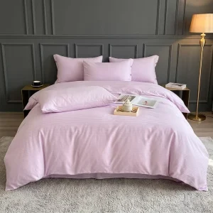 Solid Color Bedding Set 4pcs Simple Plain Microfiber Polyester Duvet Cover Bed Sheet Set for Bedroom