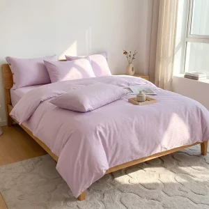 Solid Color Bedding Set for Student Dormitory and Apartment Easy Care Washable Polyester Microfiber Bedding Kit