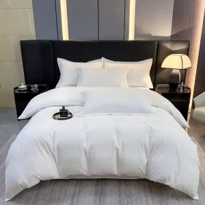 Solid Color Brushed Cotton Polyester Blend 4 Piece Breathable Durable Eco Friendly Home Bedding Set for All Season Use