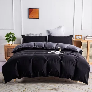 Solid Color Chemical Fiber Customizable Three-Piece Duvet Cover Pillowcase Fitted