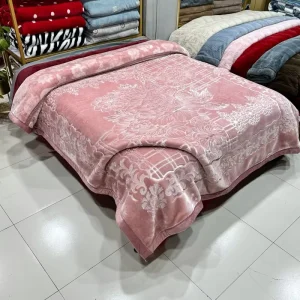 Solid Color Double Layer Mink Bed Blanket Heavy Thick Warm Flannel Emboss Raschel Blanket