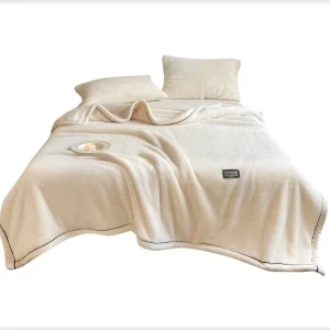 Solid Color Double Layer Teddy Coral Fleece Blanket Warm Fluffy Plush Bed Throw Blanket for Home Hotel Sofa Camping