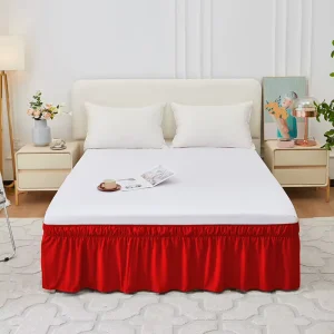 Solid Color Elastic Stretch Washable Eco Friendly Chemical Fiber Bed Skirt Embroidered Printed Built In Bed Apron Soft Activated