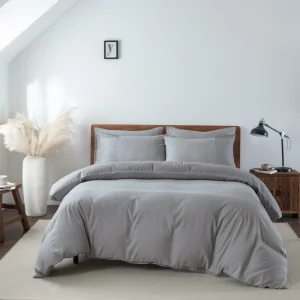 Solid Color Embroidered Bedding Comforter Sets High Quality Pinch Pleated for All Seasons King Queen Twin Sizes