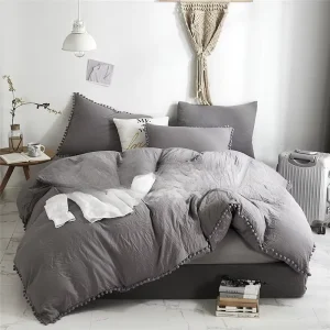 Solid Color Embroidered Four-Piece Bedding Set Fitted Sheet Pillowcase Bed Skin-Friendly Low Sensitivity