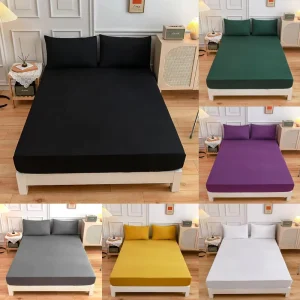 Solid Color High Quality 90gsm Extra Deep 27cm King Queen Size Fitted Sheet 100% Polyester Bed Sheets
