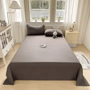 Solid Color Home Textile Cloud Feel Washed Cotton Flat Sheet Single Dark Gray Bed Sheet Supplier