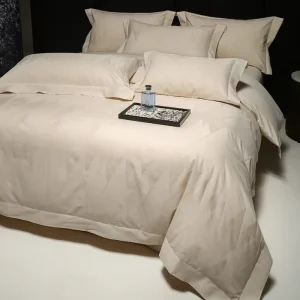 Solid Color Jacquard Duvet Cover Bed Sheet Pillowcase OEKO TEX Certified