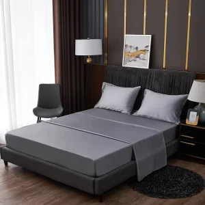 Solid Color King Size Four Piece Customizable Bedding Set for Fitted Sheet Flat Sheet Duvet Cover Pillowcases Home Use