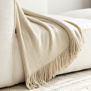 Solid Color Knitted Blanket Acrylic 300g Bed End Towel Luxury Throw